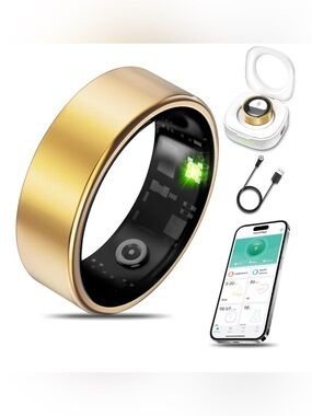 NWT Milavan Smart Health Ring,Women/Men,Fitness Tracker,Waterproof,Gold,Size 12
